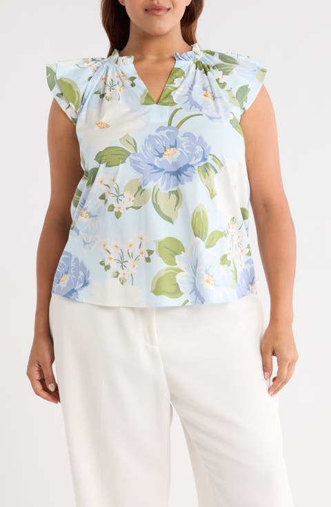 Sloane Floral Ruffle Top (Plus)