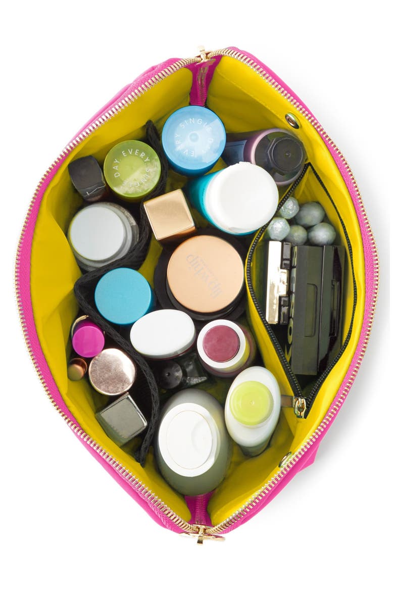 Signature Makeup Bag, Alternate, color, FLAMINGO PINK/ SUNSHINE YELLOW