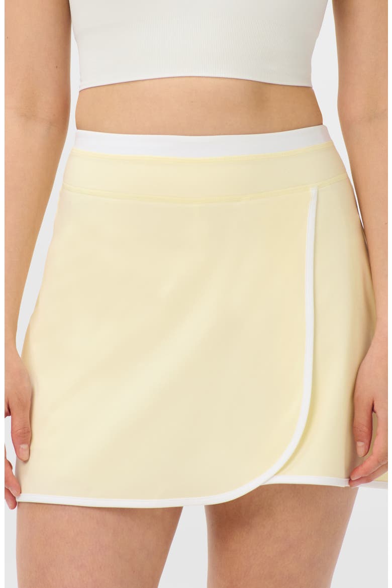 Performance Tennis Skort, Main, color, BUTTERSCOTCH YELLOW/ WHITE