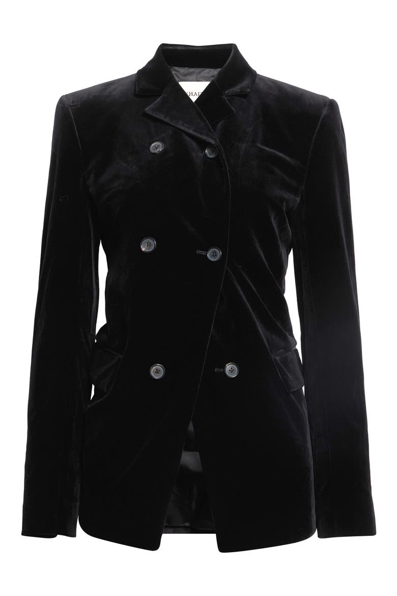 Rolo Double Breasted Velveteen Jacket, Main, color, BLACK