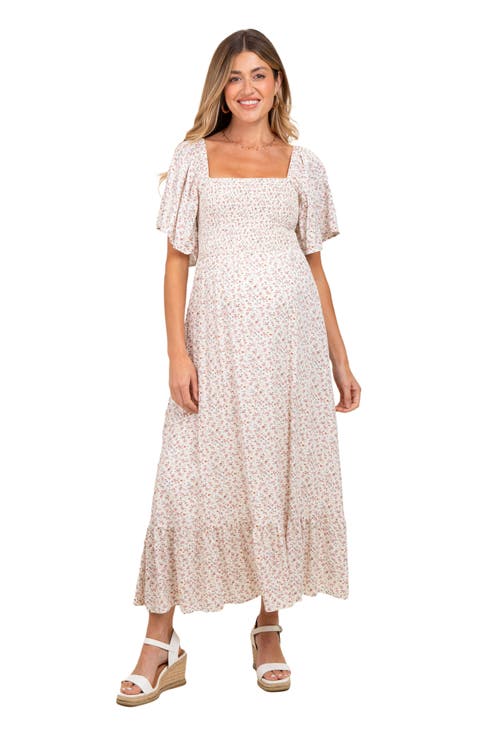 Ditsy Floral Smocked Midi Dress