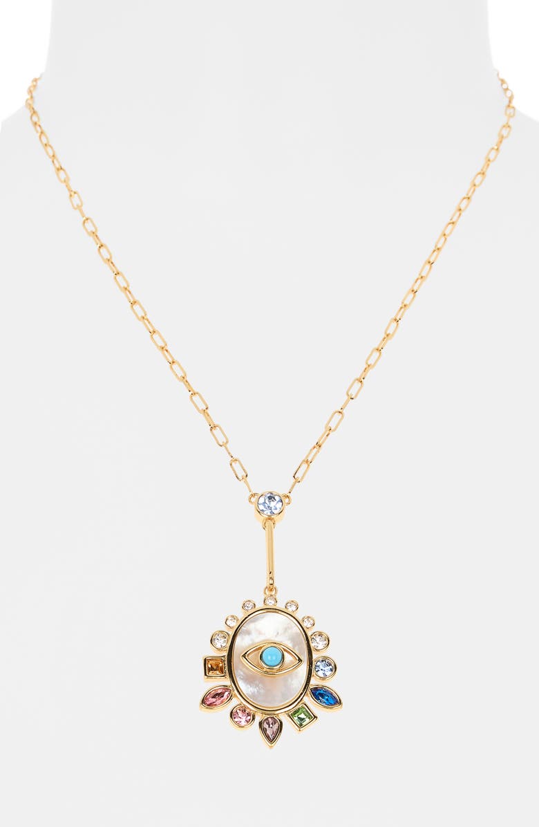 Kurt Geiger London Rainbow Eye Pendant Necklace, Alternate, color, Crystal Multi