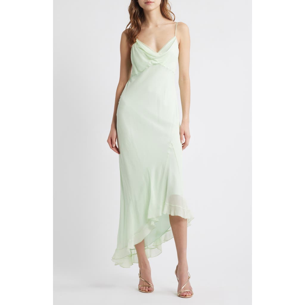 Shop Loveshackfancy Chesley High-low Dress In Washed Sage