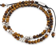 Jan Leslie Tiger Eye Double Wrap Pull Cord Bracelet