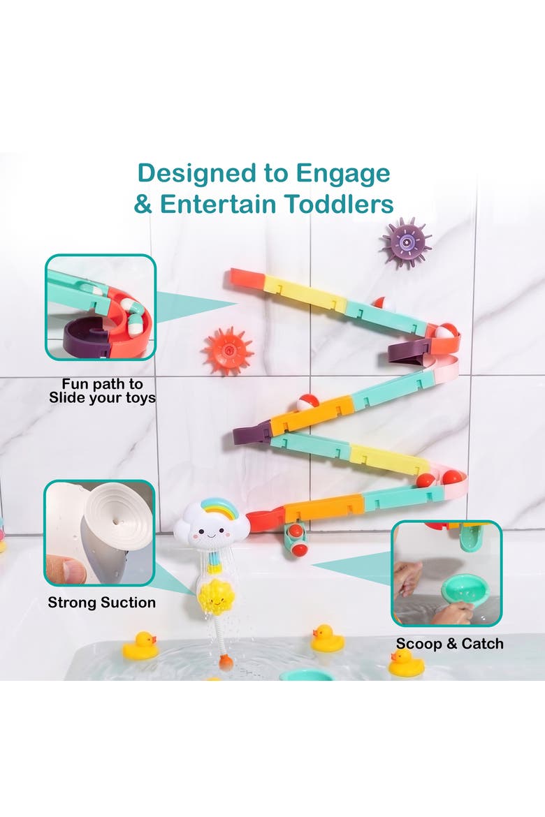 Interactive Durable Bathtub Slide and Sprayer Toy Set, Alternate, color, Multicolor