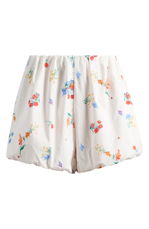 Shop Wayf Sage Floral Stretch Cotton Bubble Shorts In Ivory Blossom