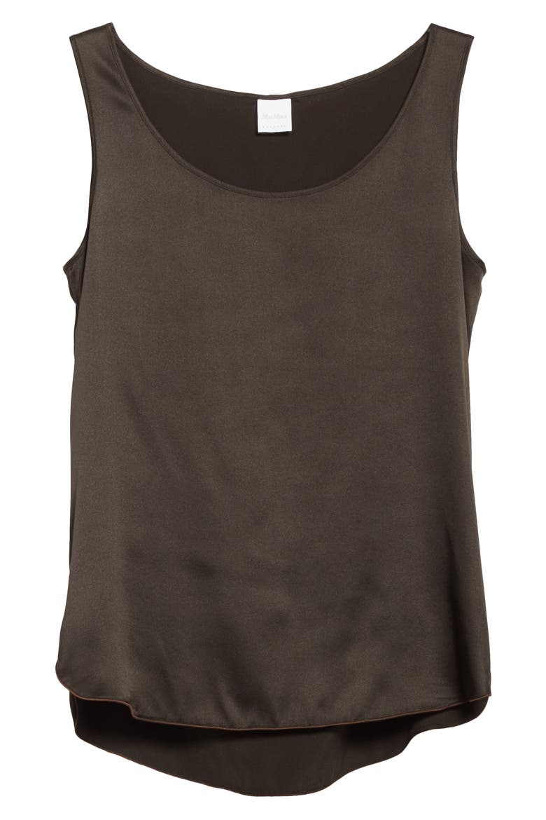 Stretch Silk Tank Top, Alternate, color, DARK BOWN
