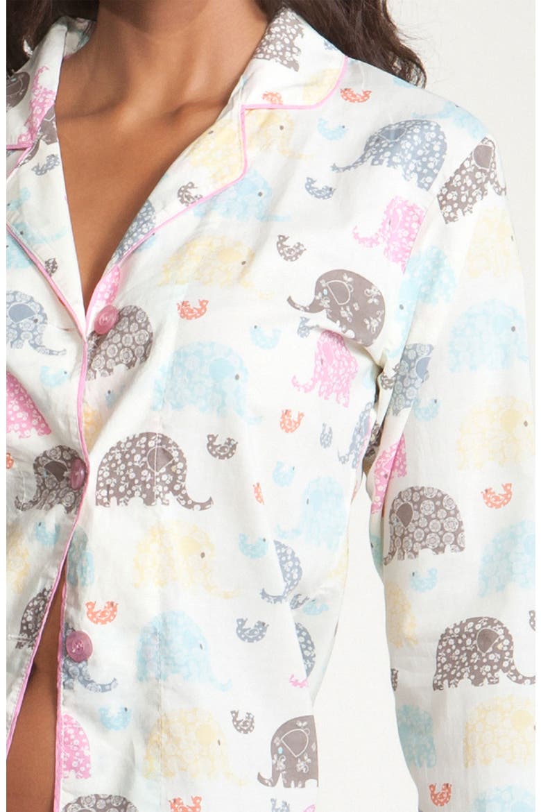 Print Pajamas & Bag, Alternate, color, WHITE ELEPHANTS