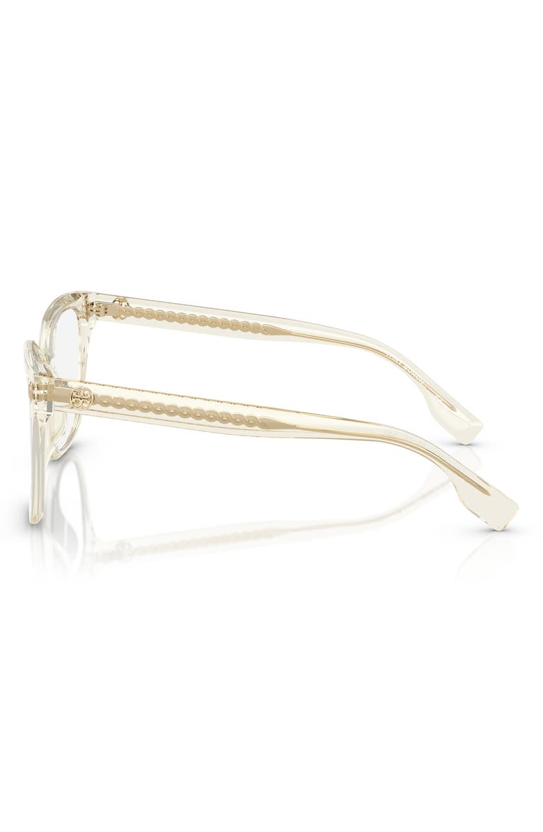 Tory Burch 53mm Square Optical Glasses, Alternate, color, Transparent Pinot