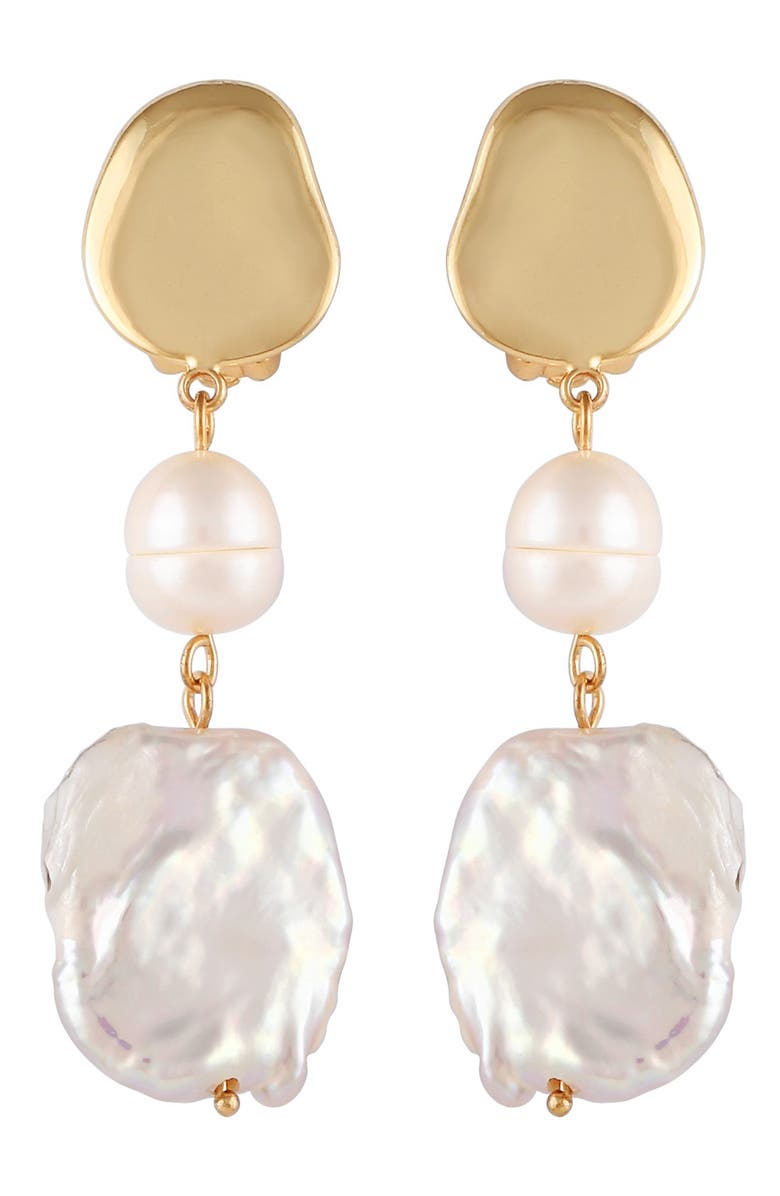 Vince Camuto Imitation Pearl Clip-On Drop Earrings, Main, color,