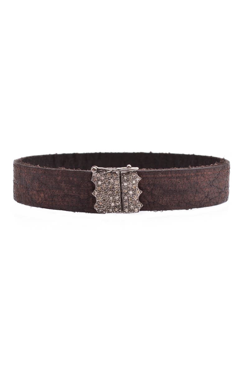 Leather Bracelet, Main, color, BROWN/ SILVER