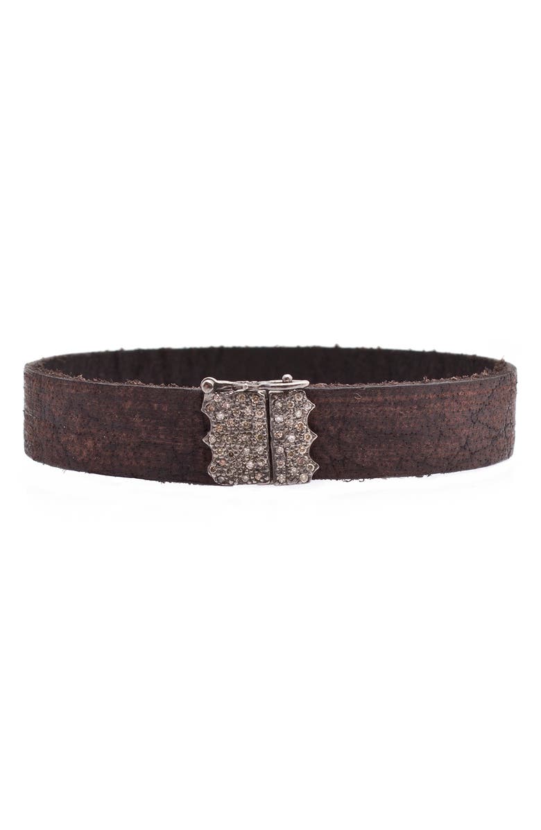 Armenta Leather Bracelet, Main, color, Brown/ Silver