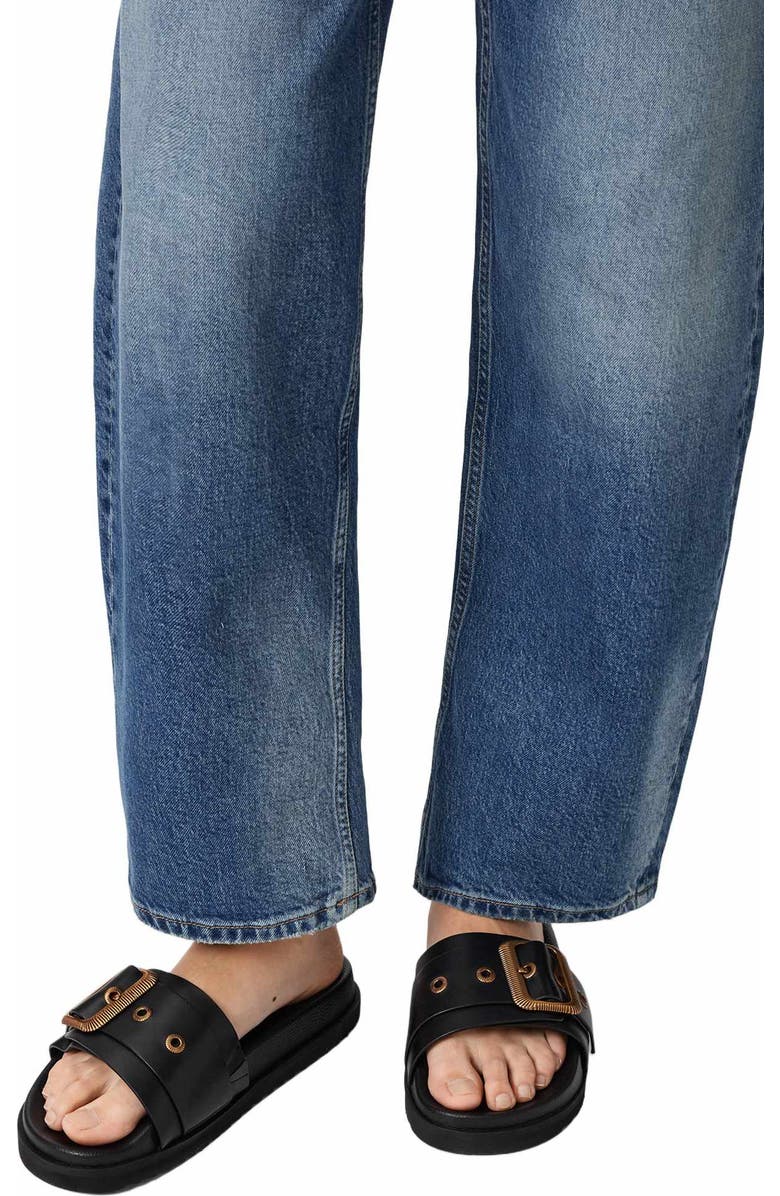 AllSaints Ellie Western Slide Sandal, Alternate, color, Black