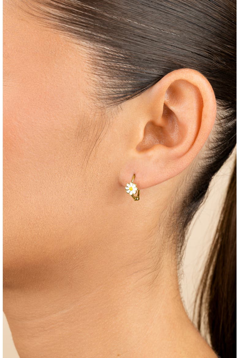 Stella Flower Hoop Earrings, Alternate, color, GOLD