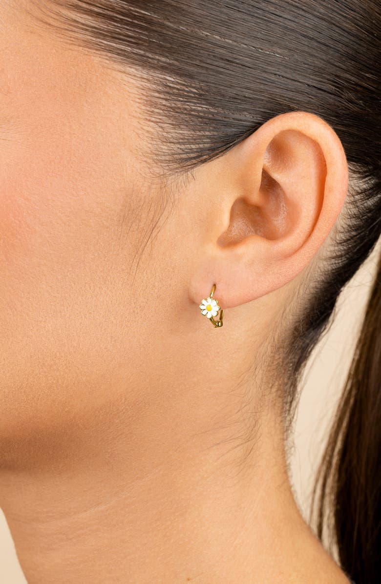 Sterling Forever Stella Flower Hoop Earrings, Alternate, color, Gold