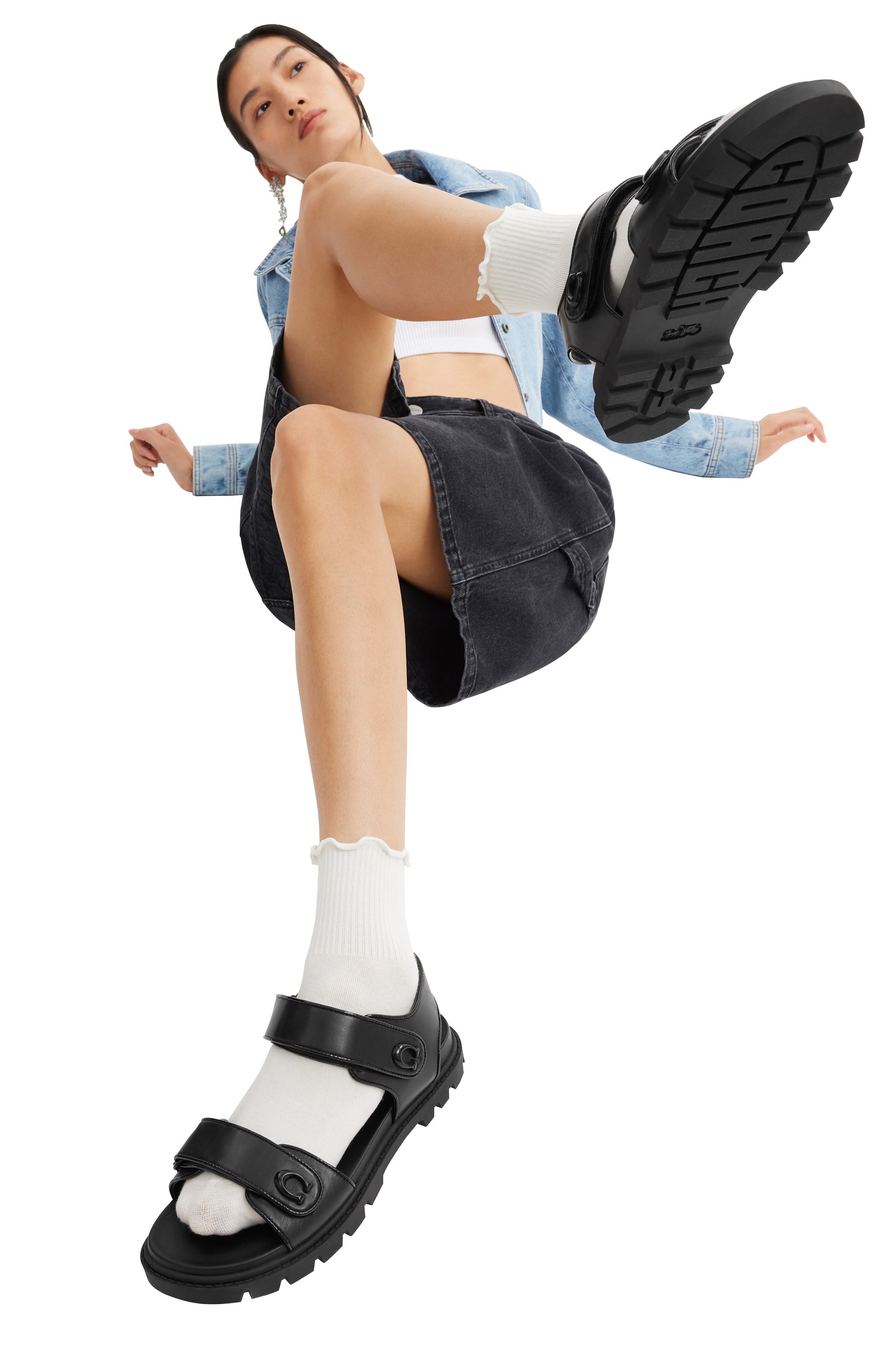 COACH Brynn Quarter Strap Sandal, Alternate, color, Black