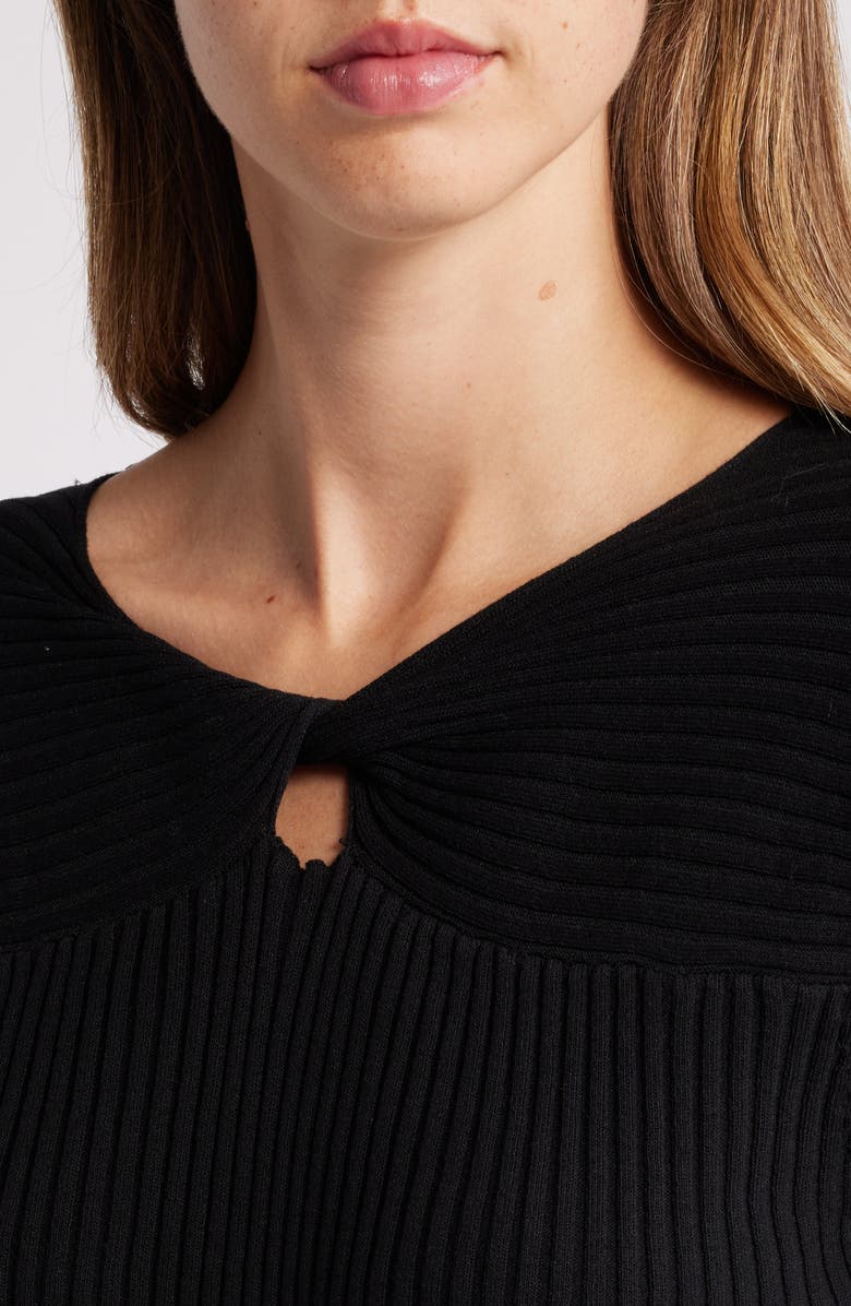 Tahari ASL Twist Neck Cutout Rib Sweater, Alternate, color, 