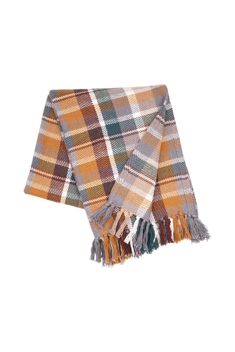 Aspen Plaid 100% Cotton Accent Throw Blanket 50" x 60", Main, color, Brown