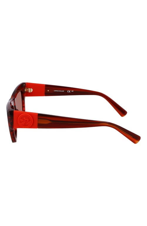 Longchamp Medallion 53mm Modified Rectangular Sunglasses In Striped Red