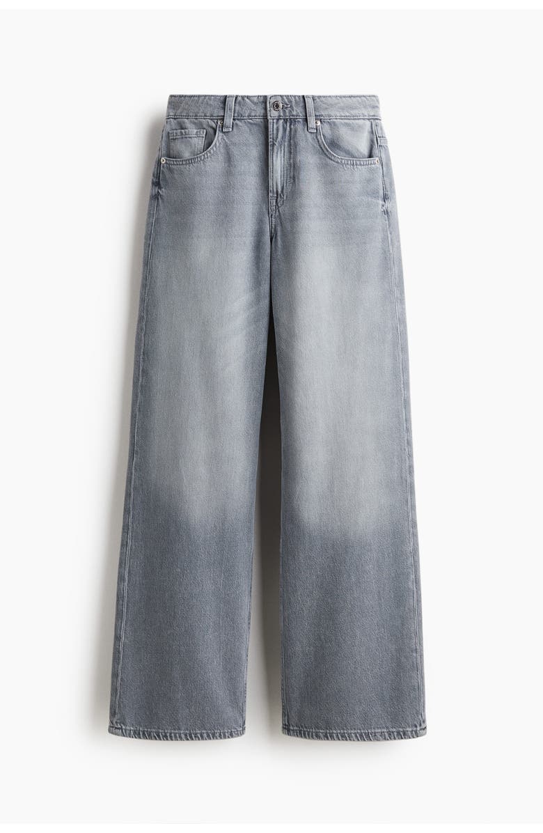 H&M Feather Soft Wide Regular Jeans, Main, color, Light Denim Gray