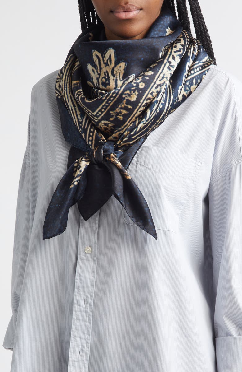 R13 Oversize Silk Bandana Scarf, Alternate, color, Blue Bandana