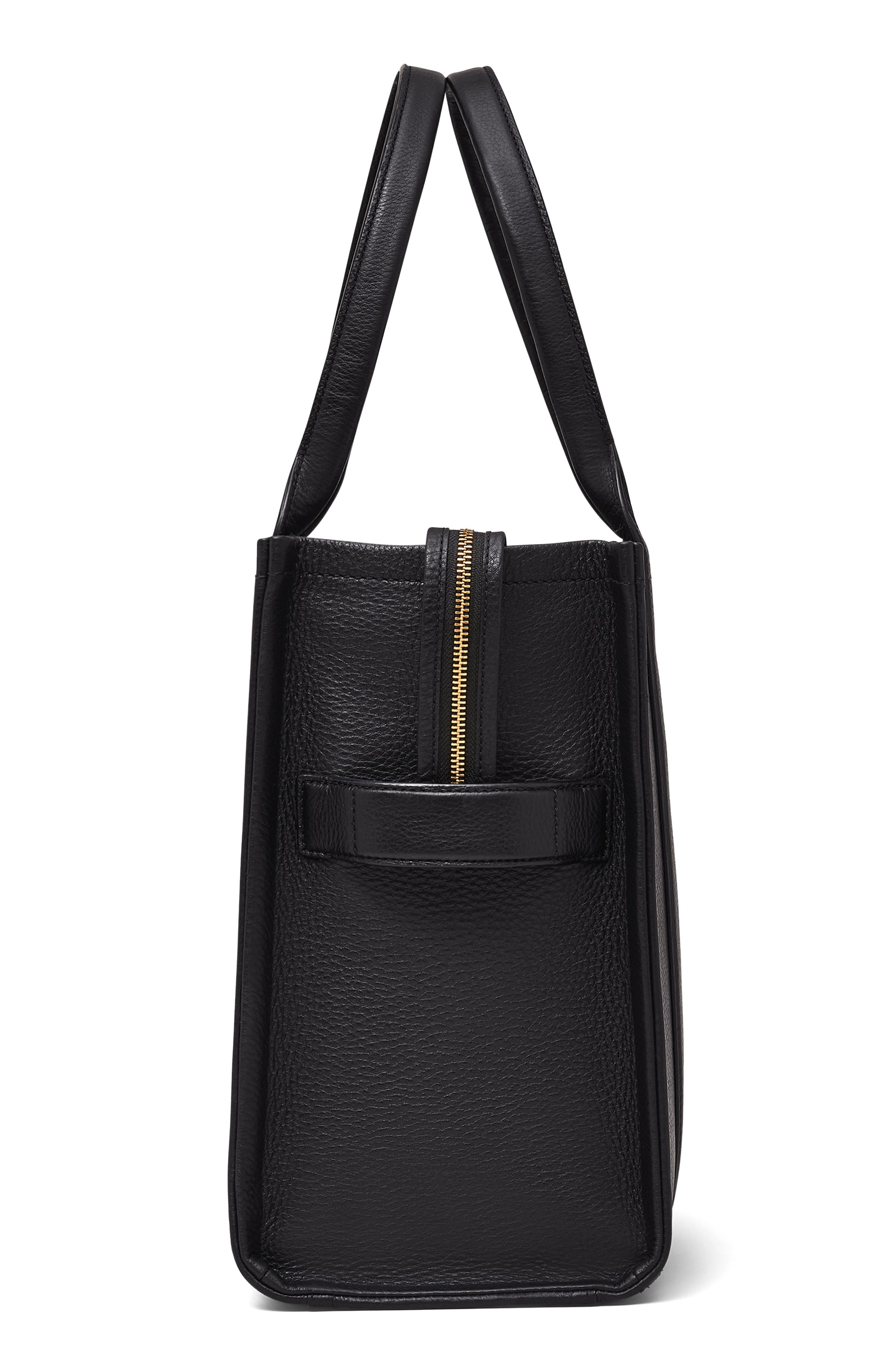 Marc Jacobs The Large Leather Tote Bag, Alternate, color, Black