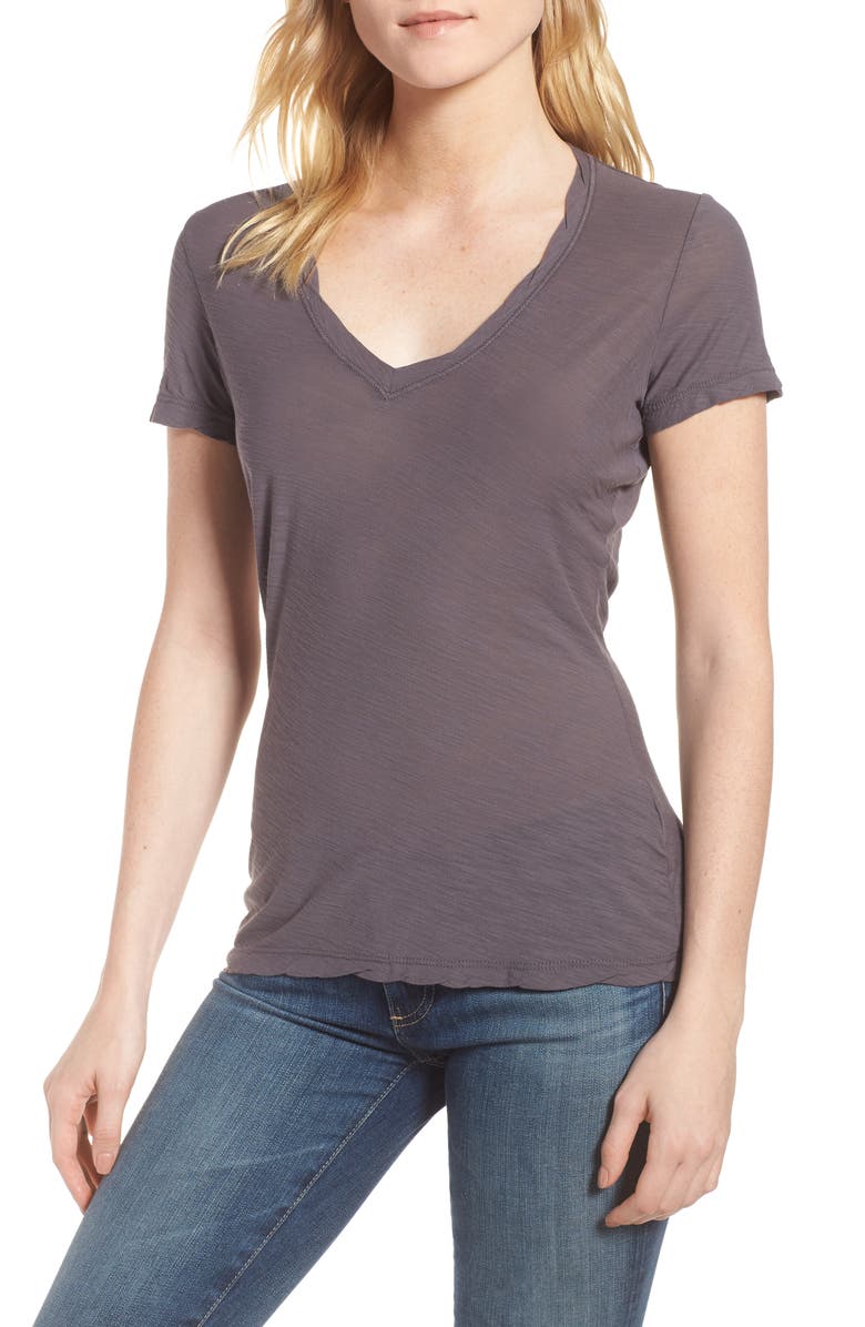 James Perse Slub Cotton V-Neck Tee, Main, color, 