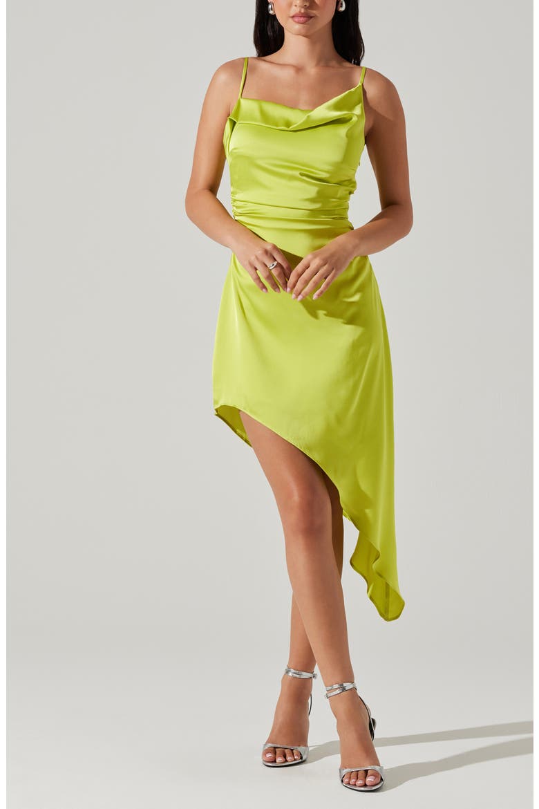 Vista Asymmetric Hem Slipdress, Alternate, color, LIME