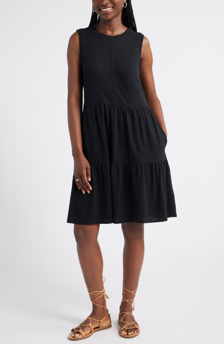 Caslon<sup>®</sup> Sleeveless Tiered Jersey Dress, Main, color, 
