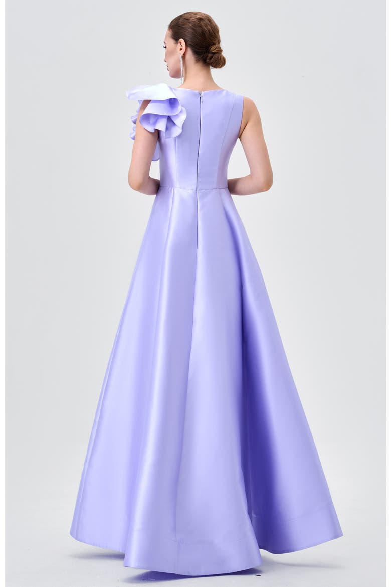 Mirella V Neck Ruffle Gown, Alternate, color, LAVENDER
