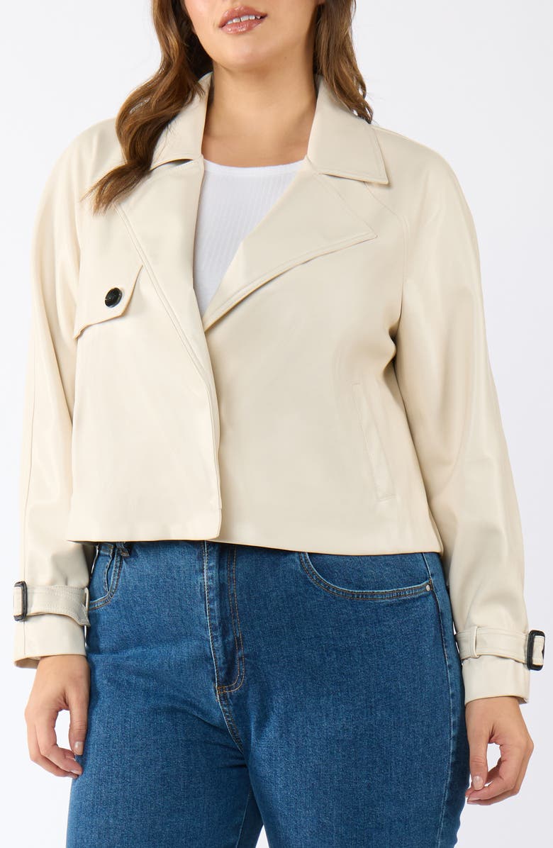 Estelle Karma Faux Leather Moto Jacket, Alternate, color, Ivory
