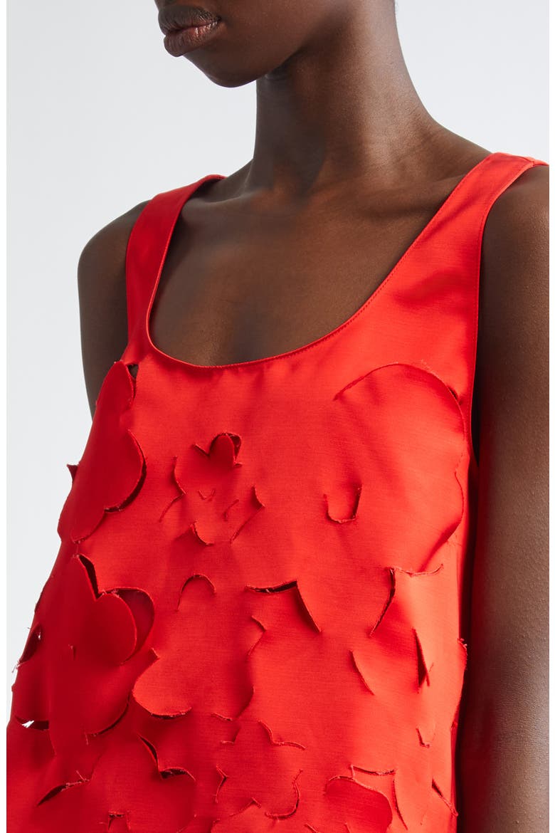 Floral Cutout Duchesse Satin Mindress, Alternate, color, RED