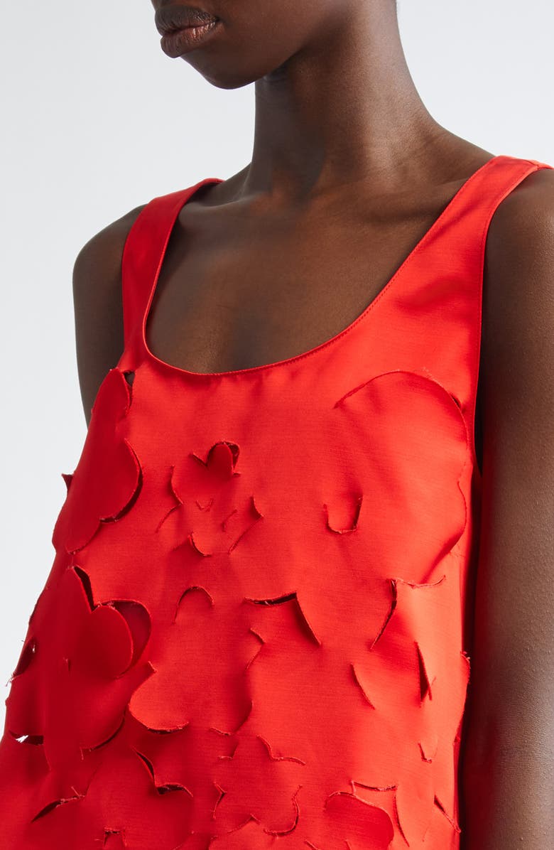 Marni Floral Cutout Duchesse Satin Mindress, Alternate, color,