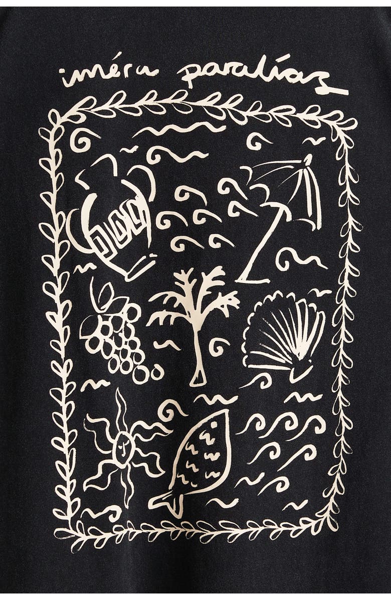 H&M Oversized t-shirt with printed motif, Alternate, color, Black/Iméra Paralías