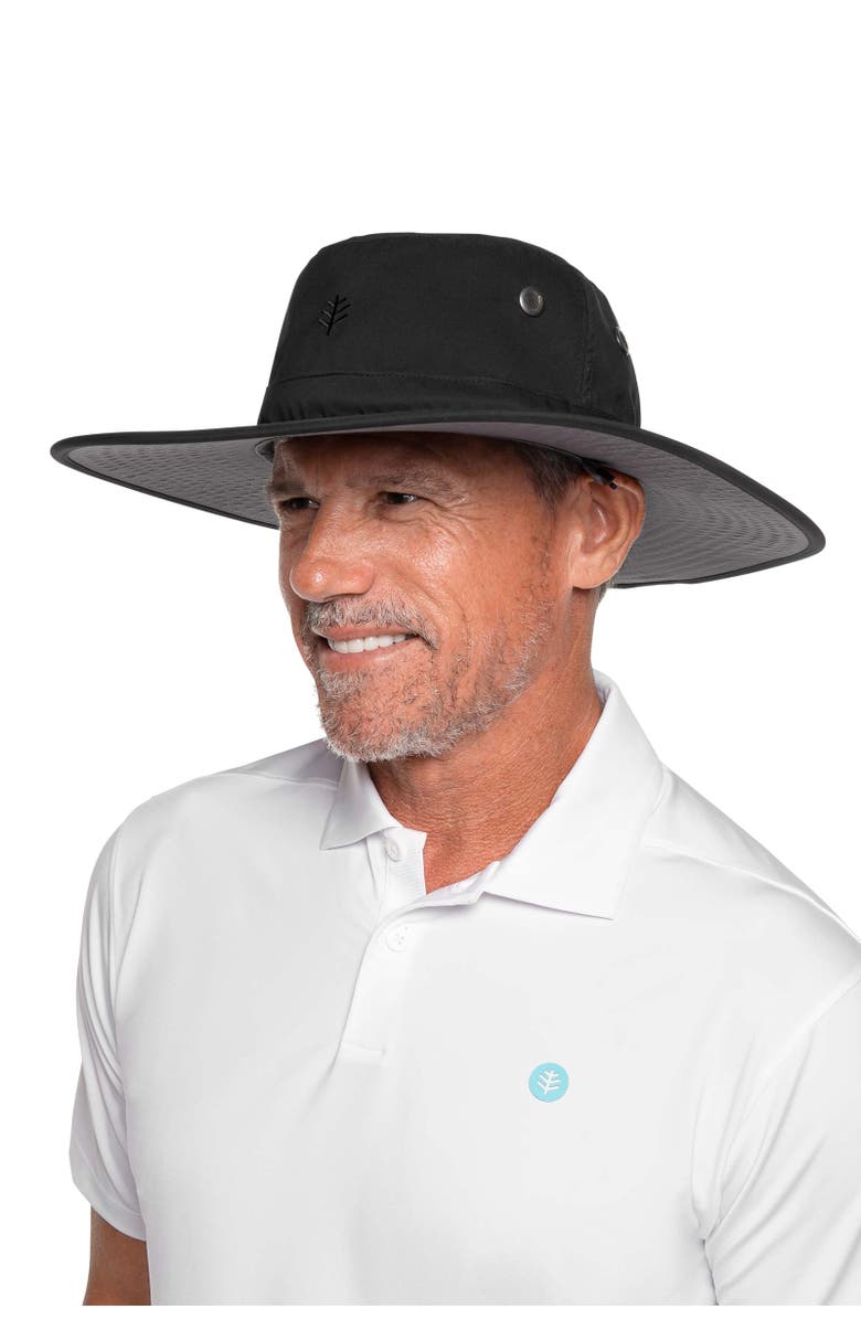Coolibar Leo Wide Brim Hiking Hat, UPF 50+ Sun Protection, Alternate, color, Black