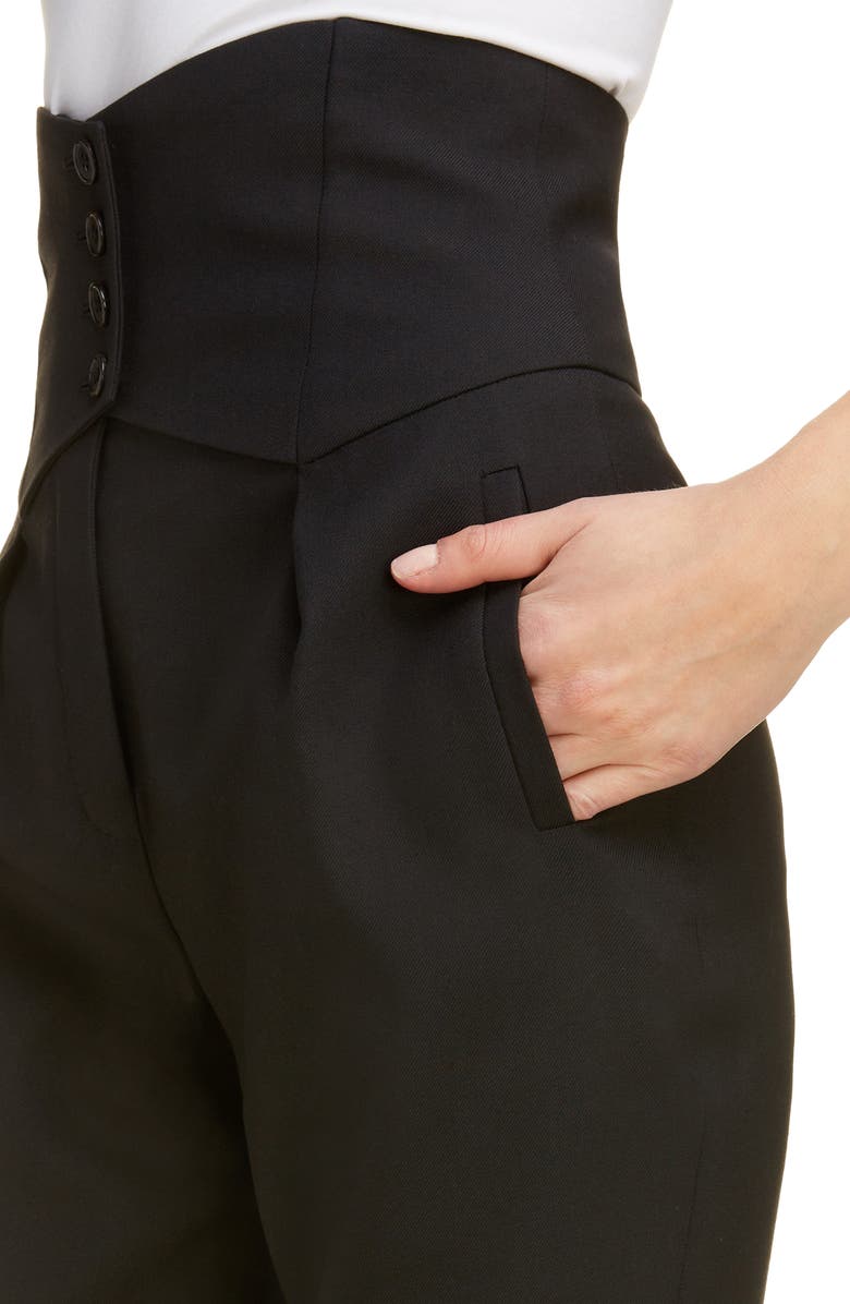 Saint Laurent High Waist Wool Crop Pants, Alternate, color, 