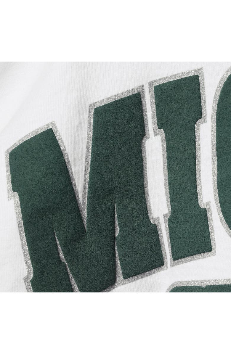 SPIRIT JERSEY Women's White Michigan State Spartans Laurels Crop Long Sleeve T-Shirt, Alternate, color, White