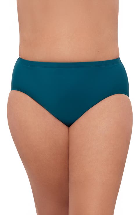 Plus Size Mid Rise Tummy Control Swim Brief