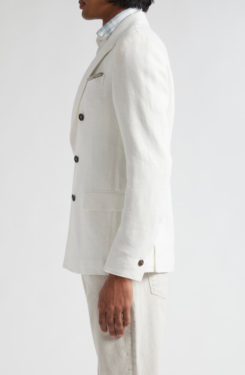 Eleventy Double Breasted Linen Sport Coat, Alternate, color, White
