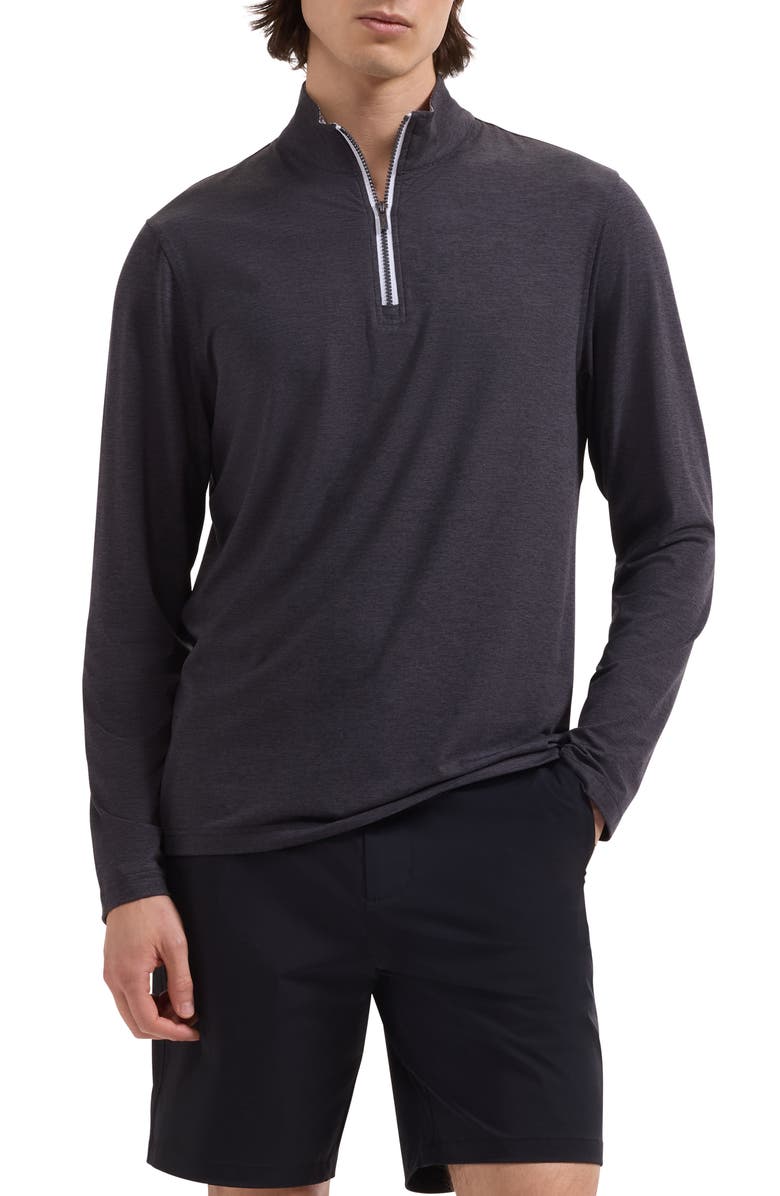 Bugatchi Mélange Quarter Zip Pullover, Main, color, Black