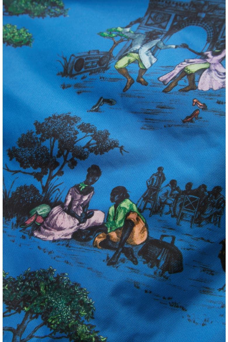 Sheila Bridges Harlem Toile Swim Trunks, Alternate, color, BLUE