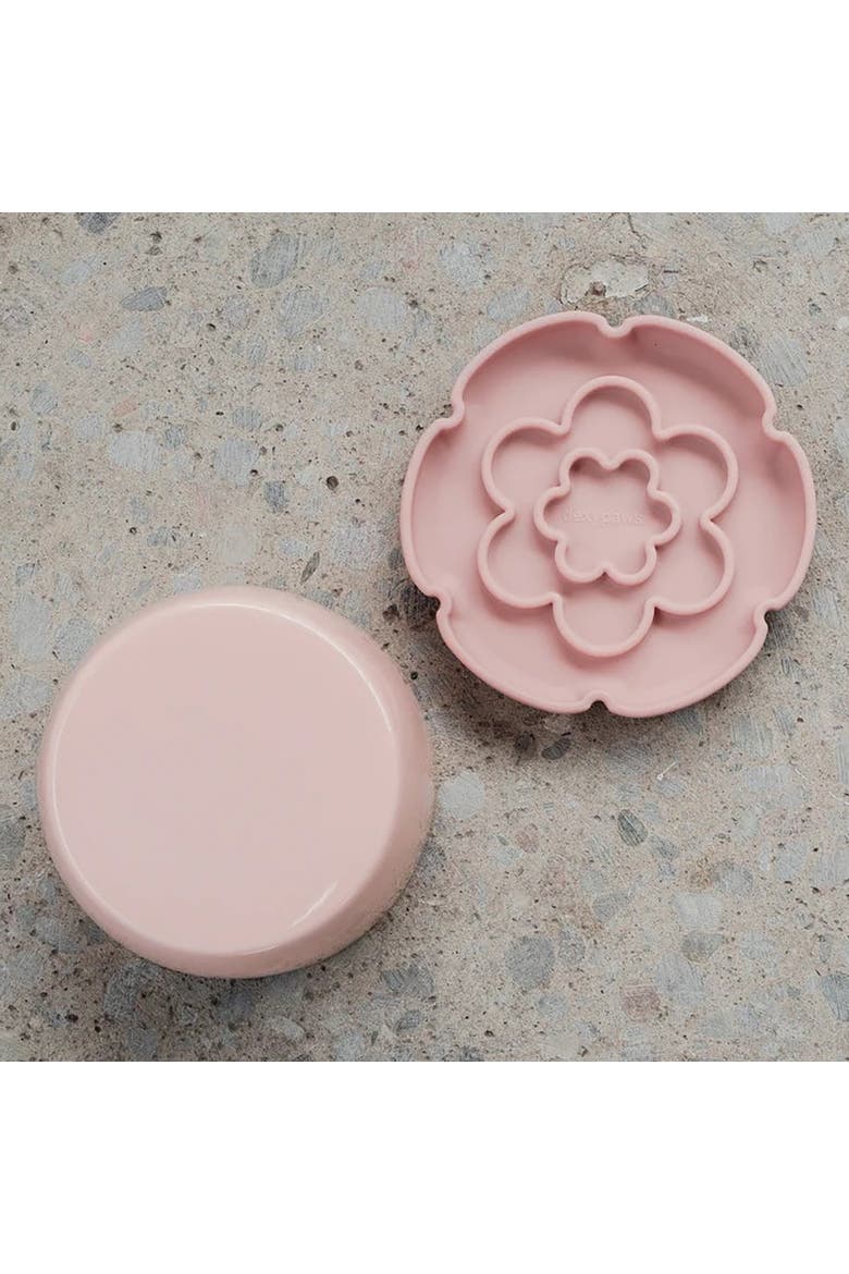 Flower Elevated Slow Feeder, Pink Blush, Silicone Cat Dish, Alternate, color, Pink