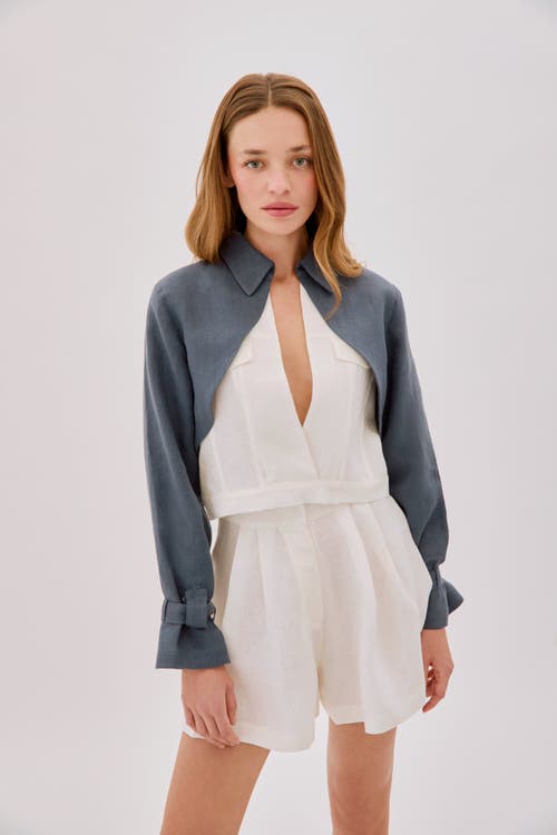 Labeca London Claudia Linen Layered Jacket In Sand