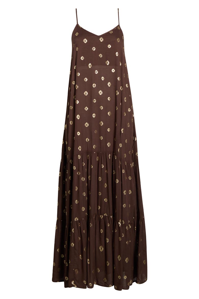 Metallic Dot Cover-Up Dress, Alternate, color, BROWN POLKA