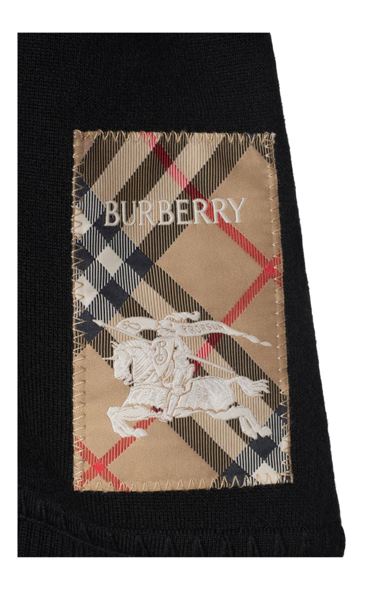 Burberry Check Label Wool Blend Cape, Alternate, color, Black