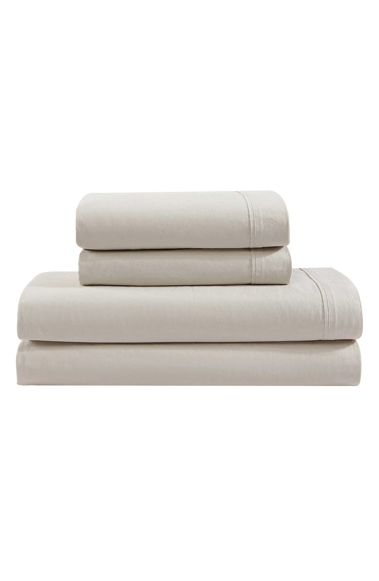 Calvin Klein Home 200 Thread Count Percale Twin Sheet Set, Main, color, Beige