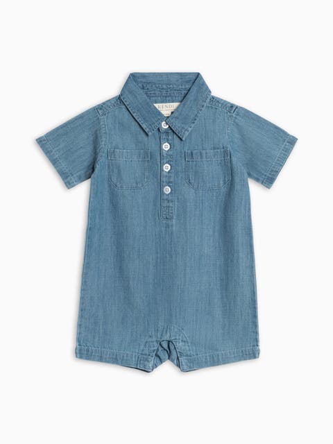 Organic Ted Chambray Collared Romper (Baby)