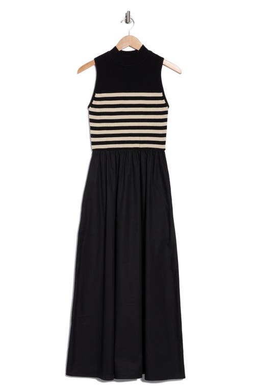 Love By Design Country Club Sleeveless Mixed Media Maxi Dress In Black