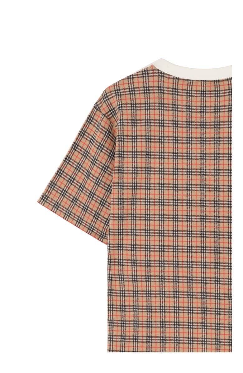 Burberry Check Cotton T-shirt, Alternate, color, Chalk White