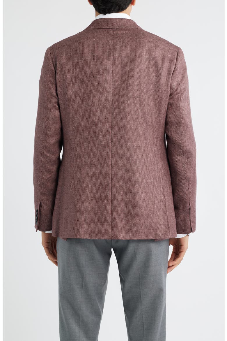 Kei Trim Fit Light Red Wool & Silk Blend Herringbone Sport Coat, Alternate, color, LIGHT RED